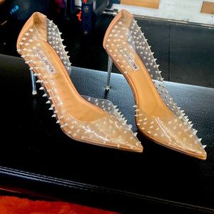 Steve Madden clear plastic studded pumps with pointed toe